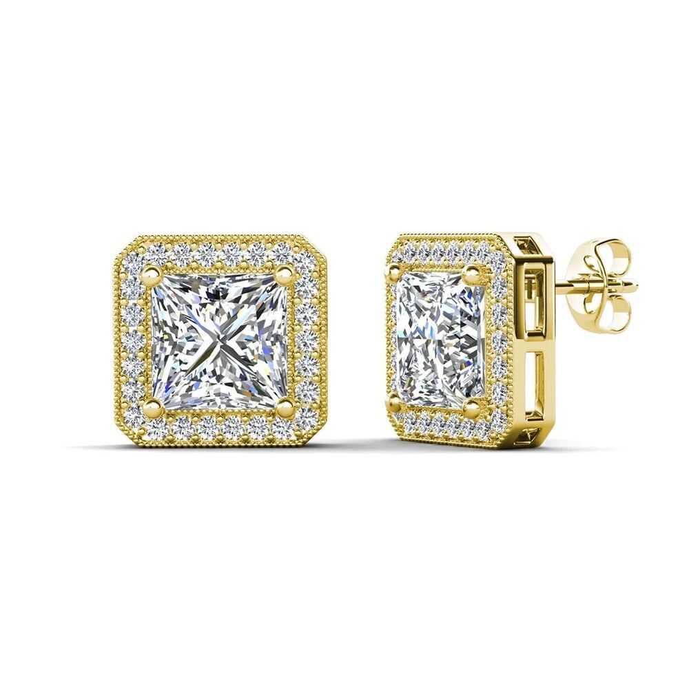 Cate & Chloe Norah 18k Yellow Gold Plated Stud Earrings with Crystals for Women